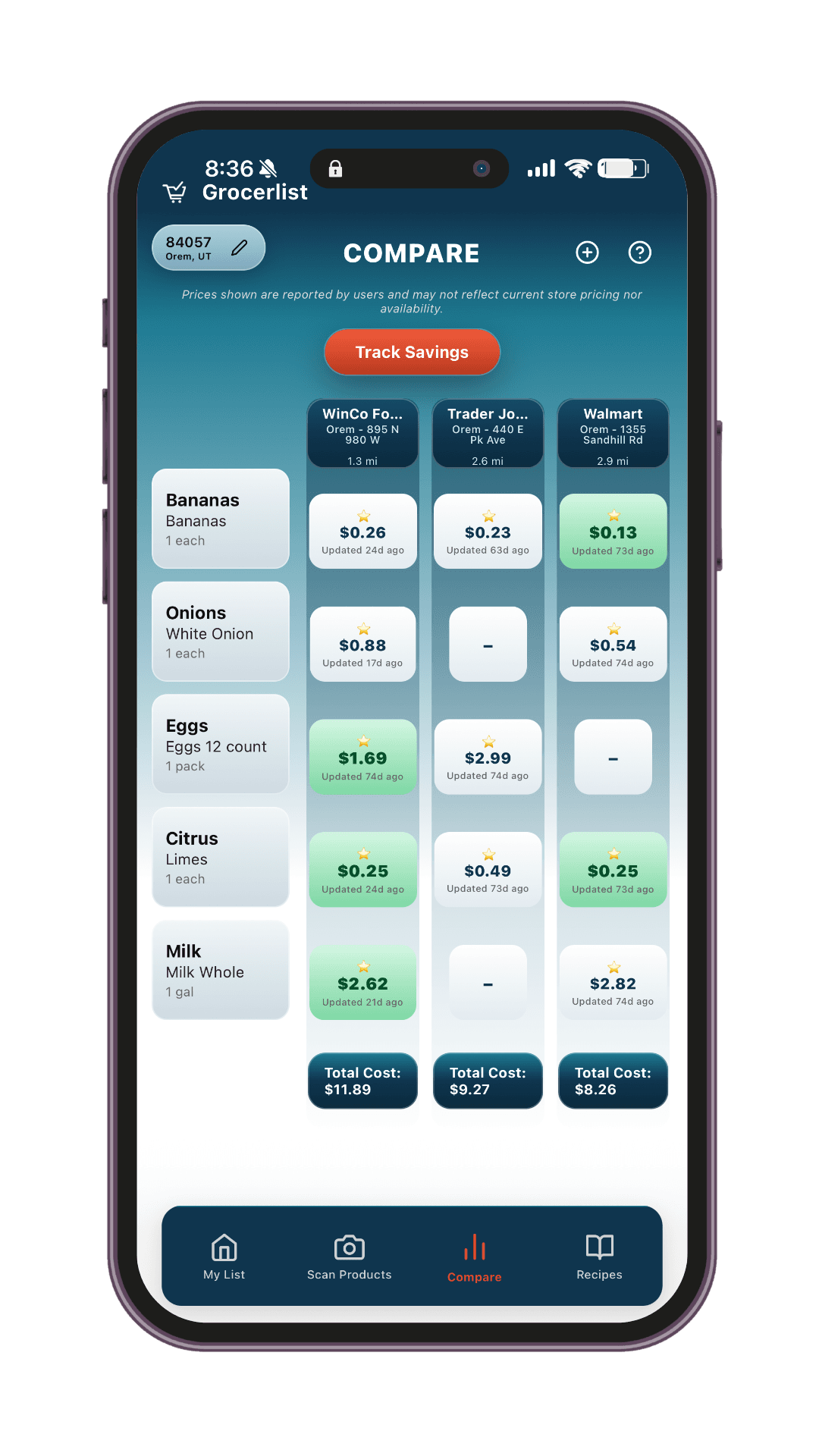 Compare grocery prices