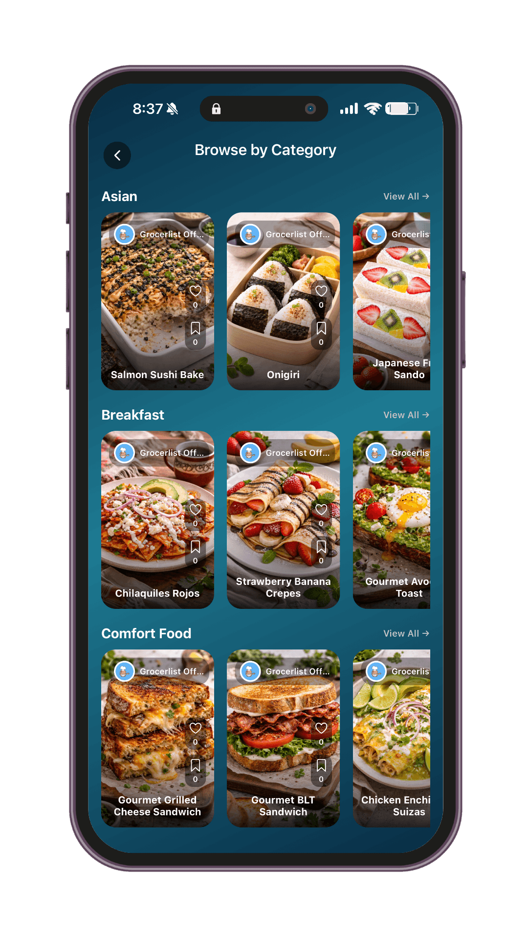 Browse recipe categories